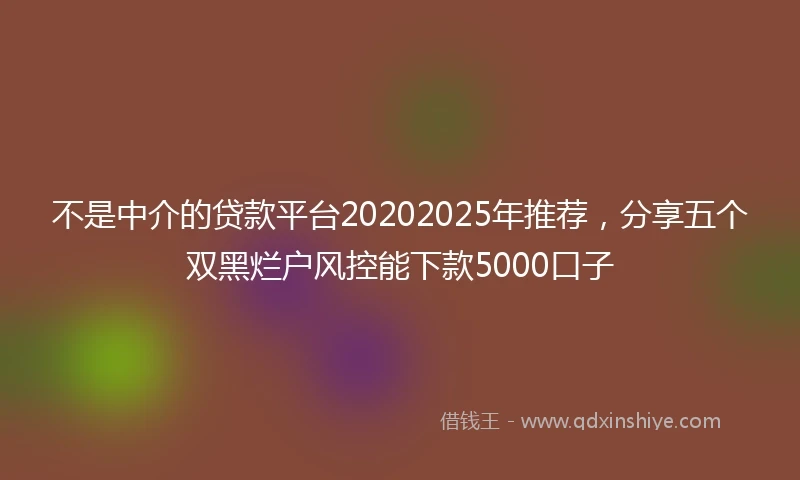 不是中介的贷款平台20202025年推荐，分享五个双黑烂户风控能下款5000口子