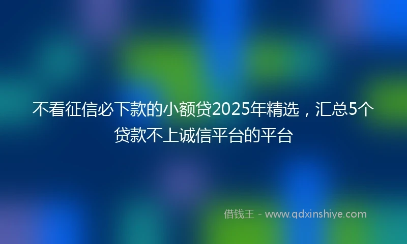 不看征信必下款的小额贷2025年精选，汇总5个贷款不上诚信平台的平台