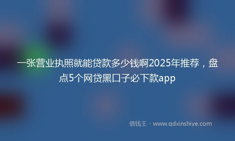 一张营业执照就能贷款多少钱啊2025年推荐，盘点5个网贷黑口子必下款app