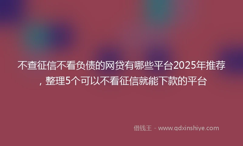 不查征信不看负债的网贷有哪些平台2025年推荐，整理5个可以不看征信就能下款的平台