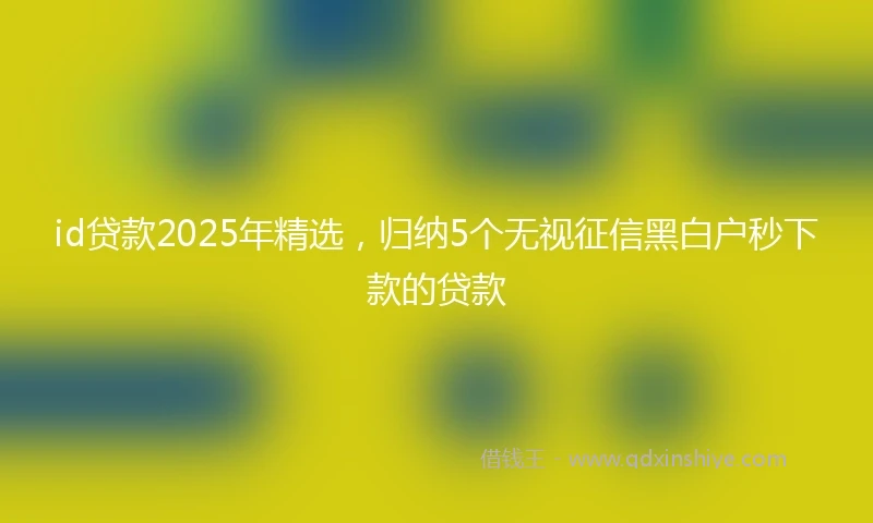 id贷款2025年精选，归纳5个无视征信黑白户秒下款的贷款