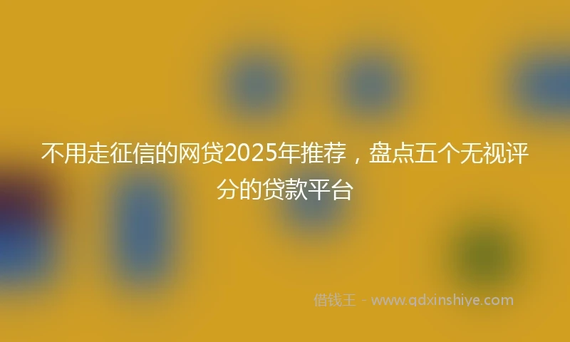不用走征信的网贷2025年推荐，盘点五个无视评分的贷款平台