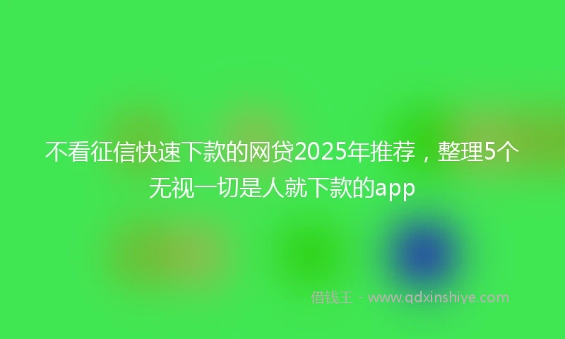 不看征信快速下款的网贷2025年推荐，整理5个无视一切是人就下款的app
