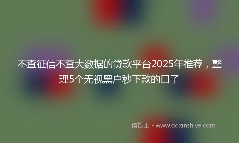不查征信不查大数据的贷款平台2025年推荐，整理5个无视黑户秒下款的口子