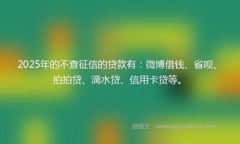 2025年的不查征信的贷款有：微博借钱、省呗、拍拍贷、滴水贷、信用卡贷等。