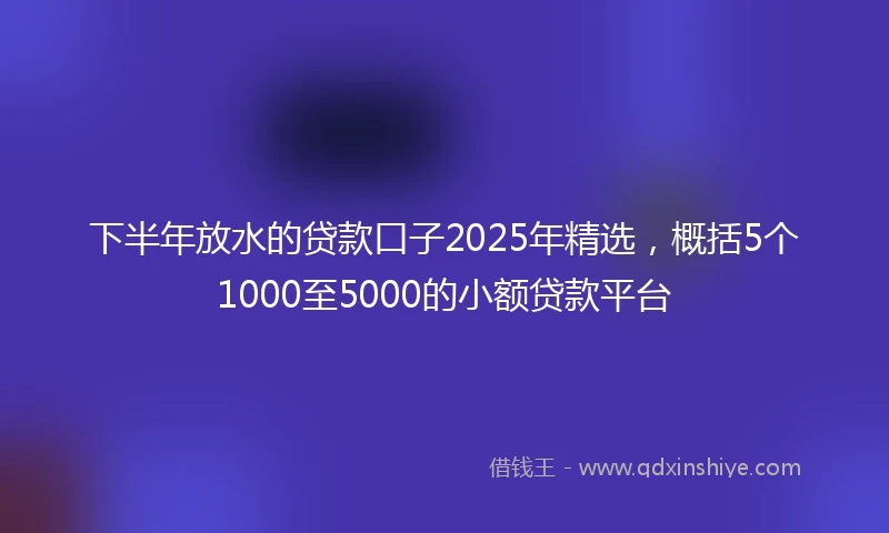 下半年放水的贷款口子2025年精选，概括5个1000至5000的小额贷款平台