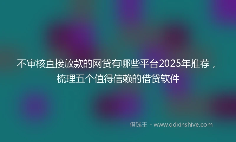 不审核直接放款的网贷有哪些平台2025年推荐，梳理五个值得信赖的借贷软件