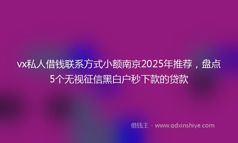 vx私人借钱联系方式小额南京2025年推荐，盘点5个无视征信黑白户秒下款的贷款