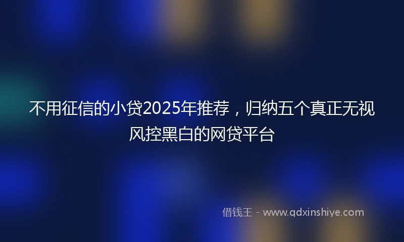 不用征信的小贷2025年推荐，归纳五个真正无视风控黑白的网贷平台