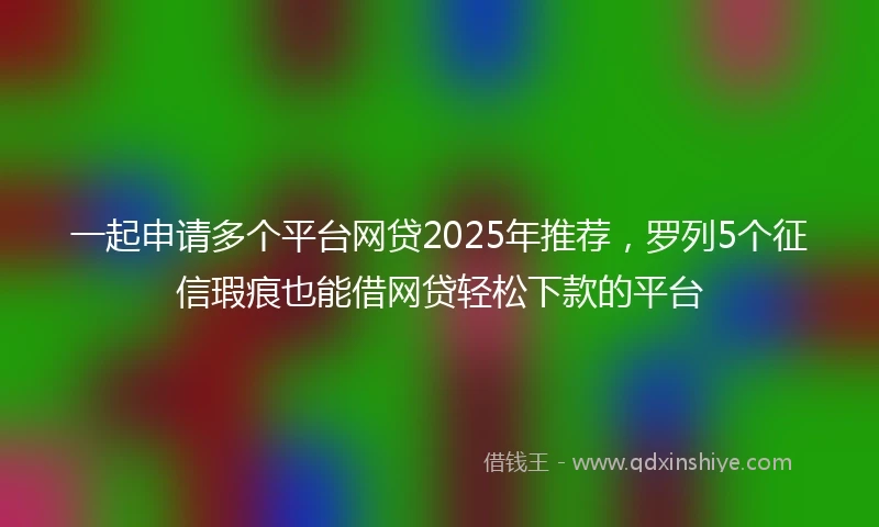 一起申请多个平台网贷2025年推荐，罗列5个征信瑕疵也能借网贷轻松下款的平台