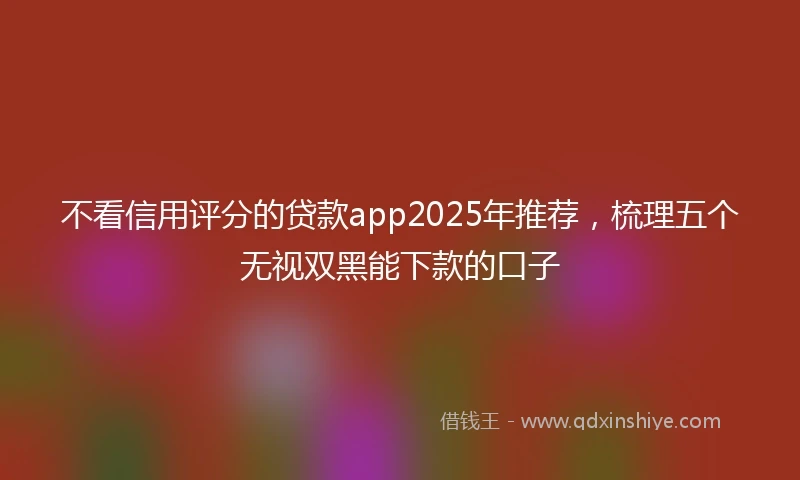不看信用评分的贷款app2025年推荐，梳理五个无视双黑能下款的口子