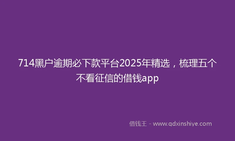 714黑户逾期必下款平台2025年精选，梳理五个不看征信的借钱app