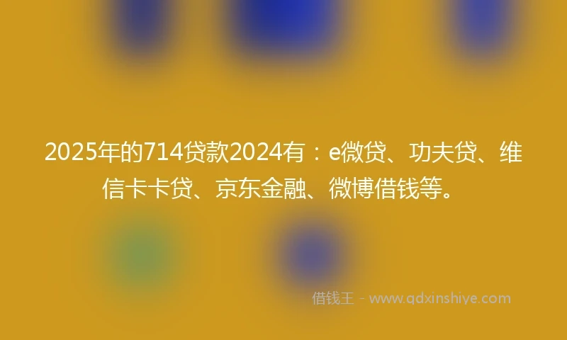 2025年的714贷款2024有：e微贷、功夫贷、维信卡卡贷、京东金融、微博借钱等。