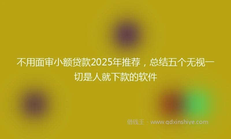 不用面审小额贷款2025年推荐，总结五个无视一切是人就下款的软件