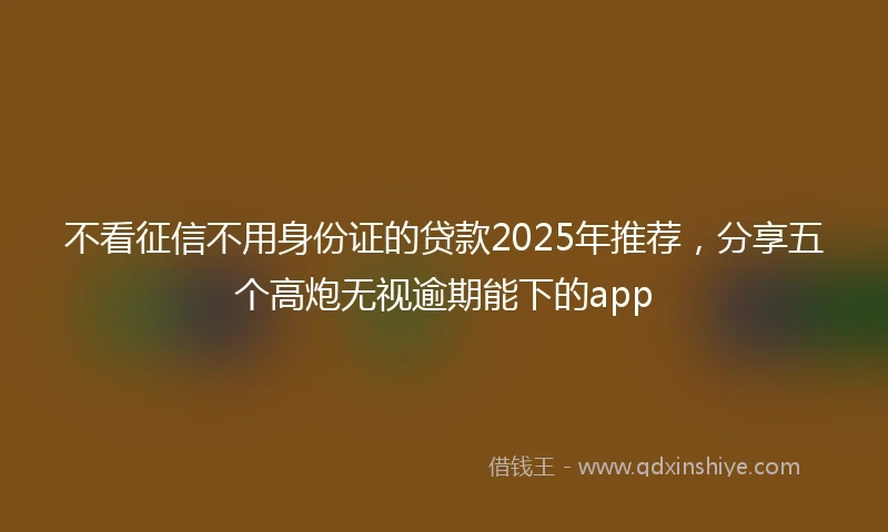 不看征信不用身份证的贷款2025年推荐，分享五个高炮无视逾期能下的app
