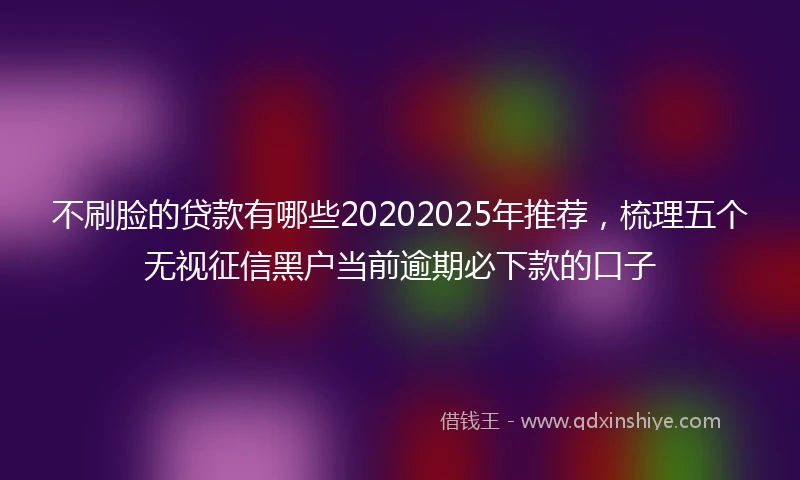 不刷脸的贷款有哪些20202025年推荐,梳理五个无视征信黑户当前逾期必下款的口子