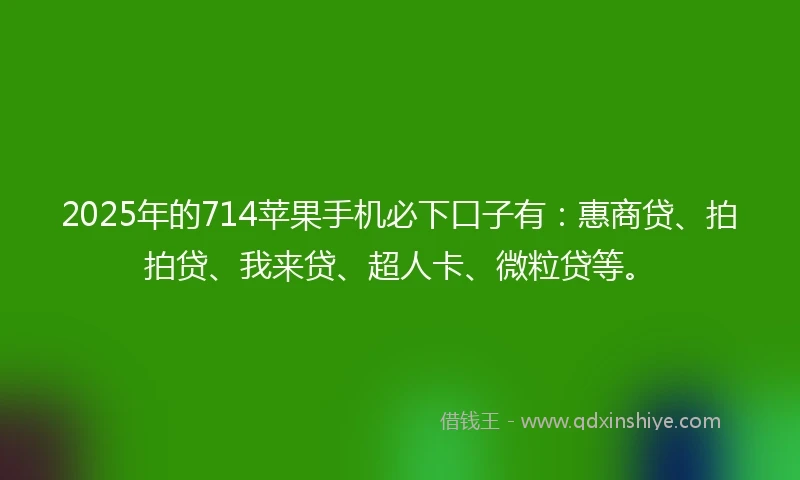 2025年的714苹果手机必下口子有:惠商贷、拍拍贷、我来贷、超人卡、微粒贷等。