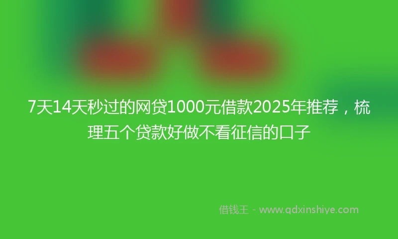 7天14天秒过的网贷1000元借款2025年推荐，梳理五个贷款好做不看征信的口子