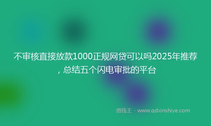 不审核直接放款1000正规网贷可以吗2025年推荐，总结五个闪电审批的平台