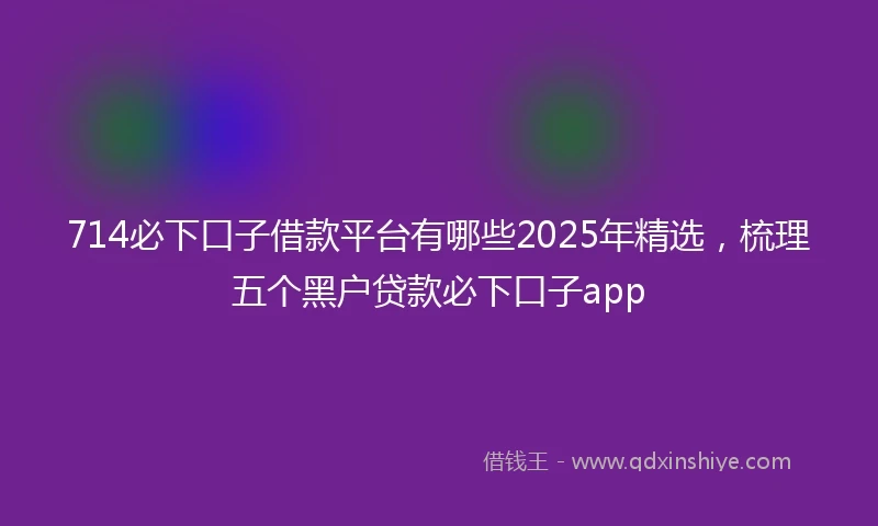 714必下口子借款平台有哪些2025年精选，梳理五个黑户贷款必下口子app