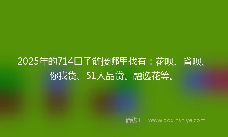 2025年的714口子链接哪里找有：花呗、省呗、你我贷、51人品贷、融逸花等。