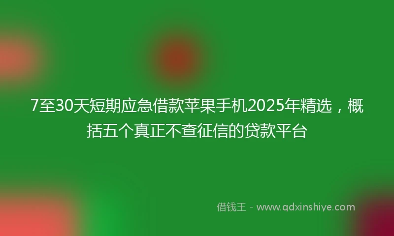 7至30天短期应急借款苹果手机2025年精选，概括五个真正不查征信的贷款平台