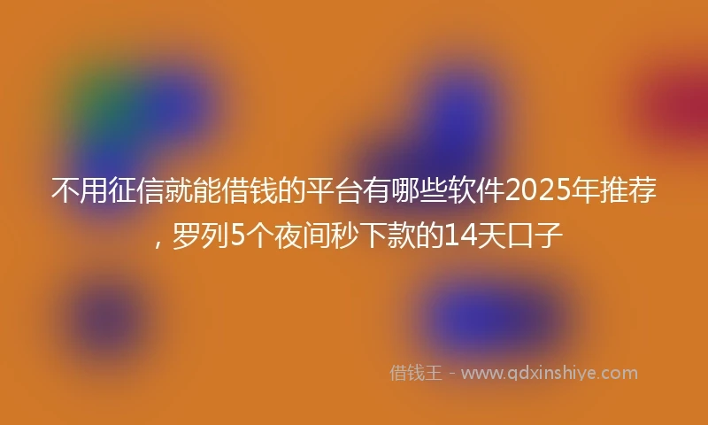 不用征信就能借钱的平台有哪些软件2025年推荐，罗列5个夜间秒下款的14天口子