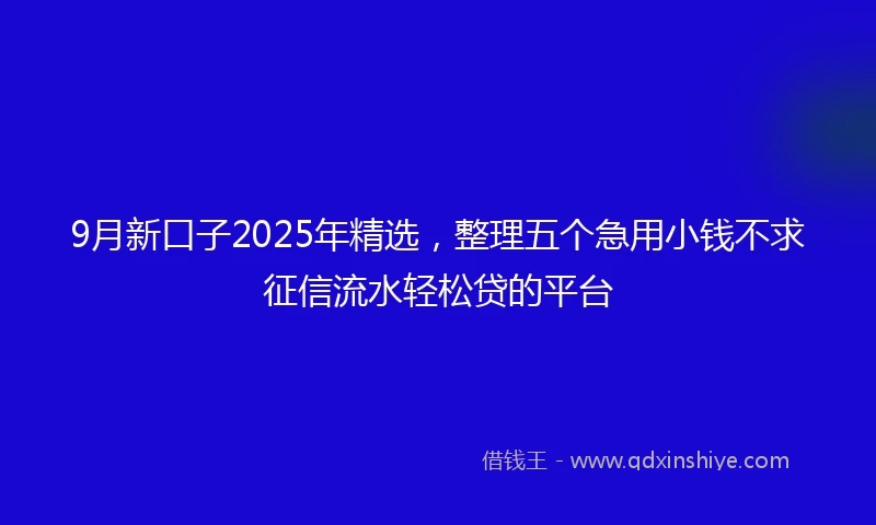 9月新口子2025年精选，整理五个急用小钱不求征信流水轻松贷的平台