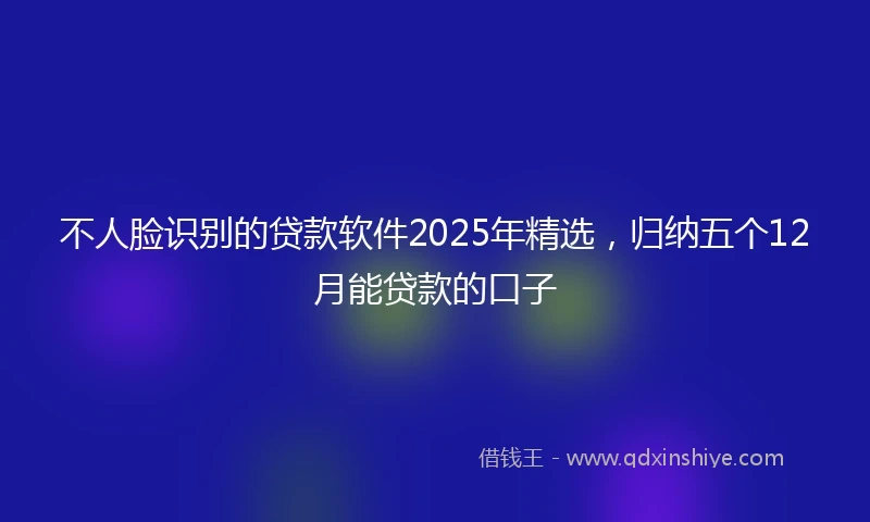 不人脸识别的贷款软件2025年精选，归纳五个12月能贷款的口子