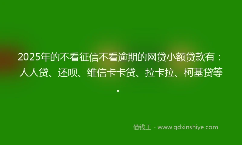 2025年的不看征信不看逾期的网贷小额贷款有：人人贷、还呗、维信卡卡贷、拉卡拉、柯基贷等。