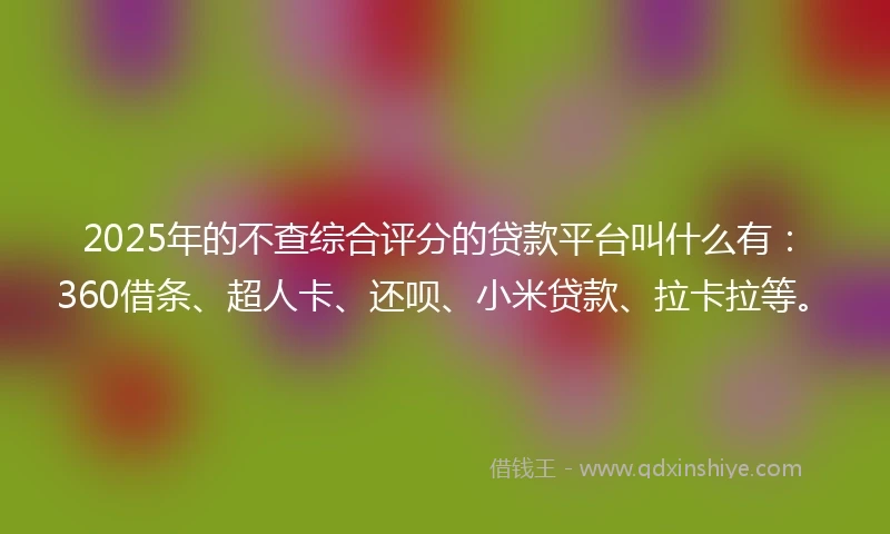 2025年的不查综合评分的贷款平台叫什么有：360借条、超人卡、还呗、小米贷款、拉卡拉等。