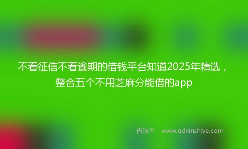 不看征信不看逾期的借钱平台知道2025年精选,整合五个不用芝麻分能借的app