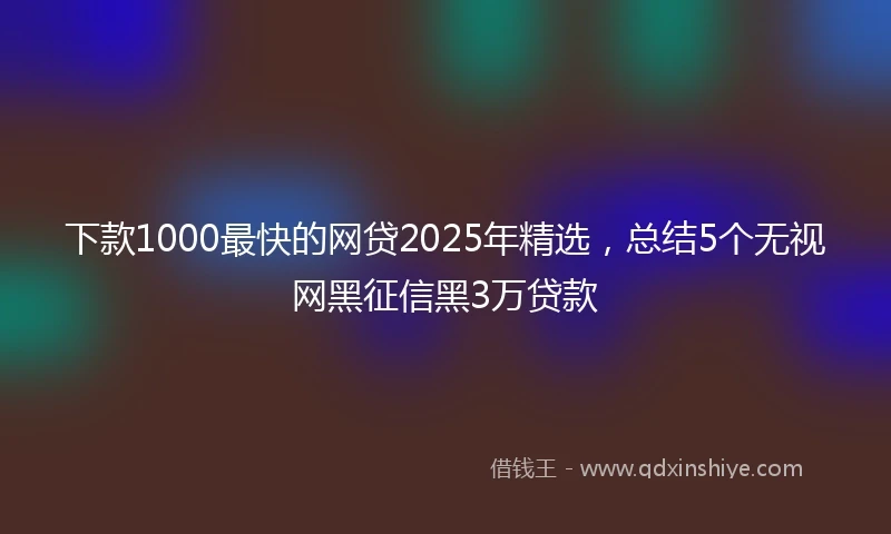 下款1000最快的网贷2025年精选,总结5个无视网黑征信黑3万贷款