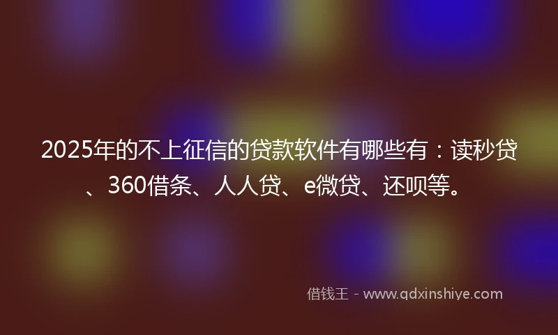 2025年的不上征信的贷款软件有哪些有：读秒贷、360借条、人人贷、e微贷、还呗等。