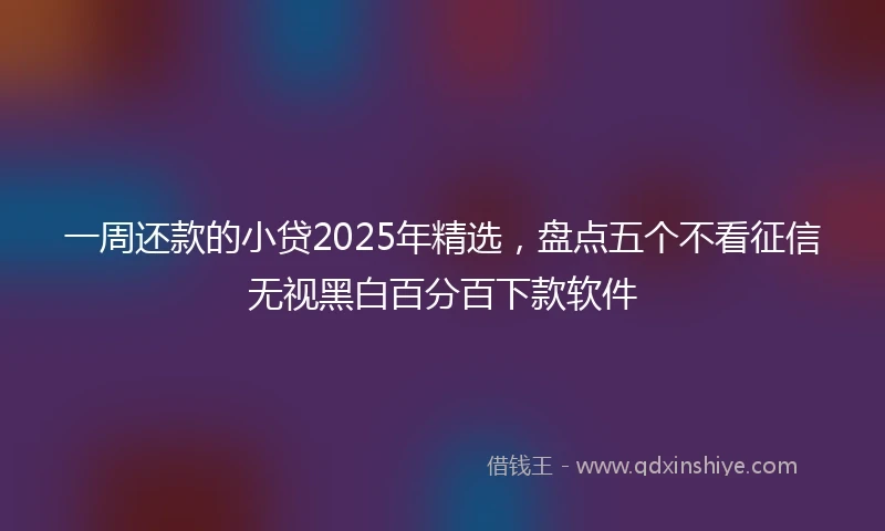 一周还款的小贷2025年精选，盘点五个不看征信无视黑白百分百下款软件