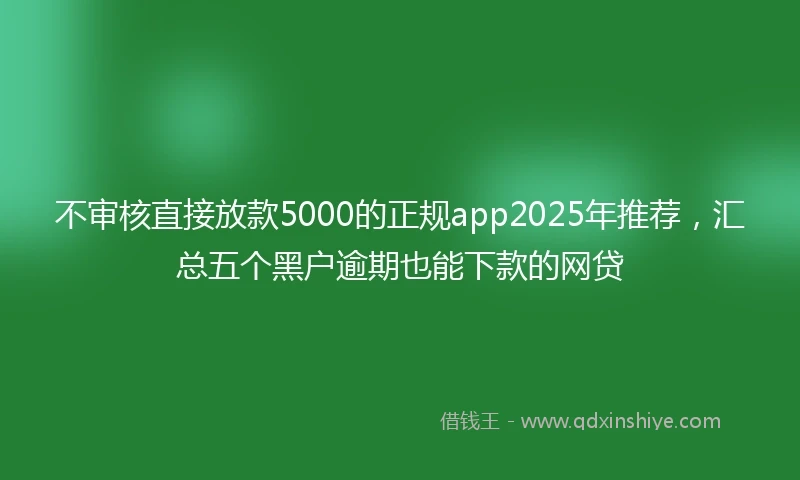 不审核直接放款5000的正规app2025年推荐，汇总五个黑户逾期也能下款的网贷