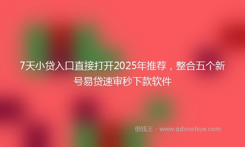 7天小贷入口直接打开2025年推荐，整合五个新号易贷速审秒下款软件