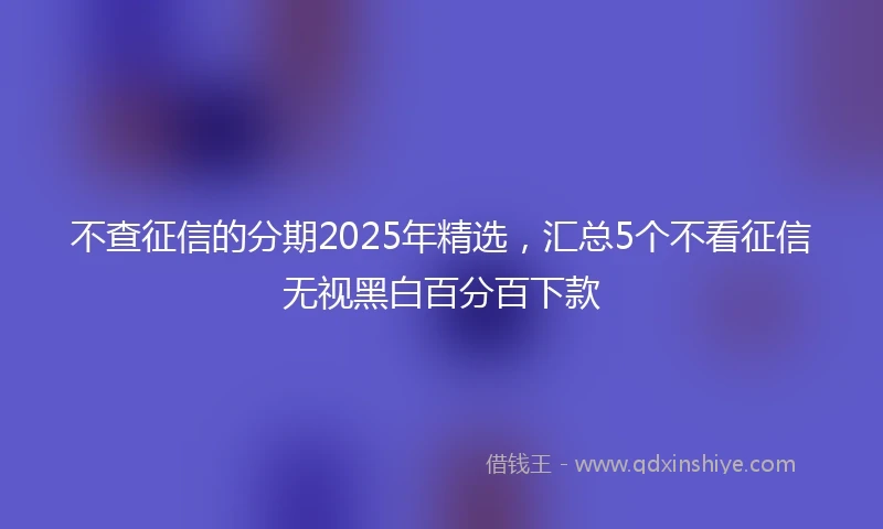 不查征信的分期2025年精选，汇总5个不看征信无视黑白百分百下款