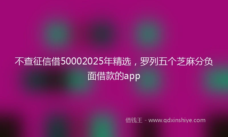 不查征信借50002025年精选，罗列五个芝麻分负面借款的app