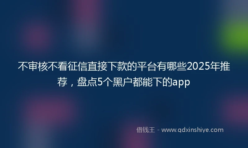 不审核不看征信直接下款的平台有哪些2025年推荐，盘点5个黑户都能下的app