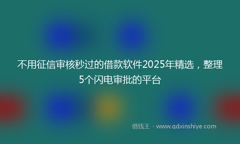 不用征信审核秒过的借款软件2025年精选，整理5个闪电审批的平台