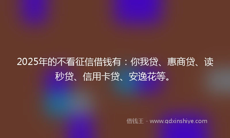 2025年的不看征信借钱有：你我贷、惠商贷、读秒贷、信用卡贷、安逸花等。