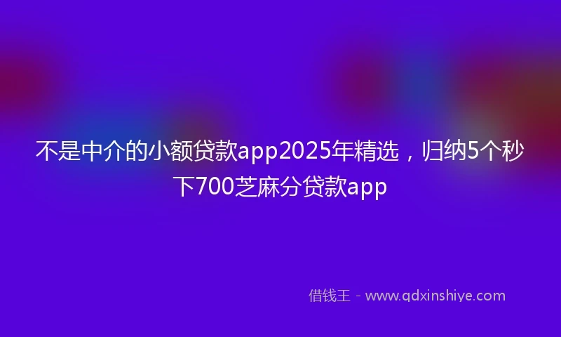 不是中介的小额贷款app2025年精选，归纳5个秒下700芝麻分贷款app