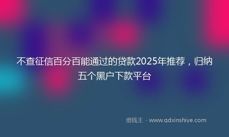 不查征信百分百能通过的贷款2025年推荐，归纳五个黑户下款平台