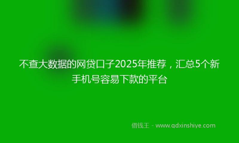 不查大数据的网贷口子2025年推荐，汇总5个新手机号容易下款的平台