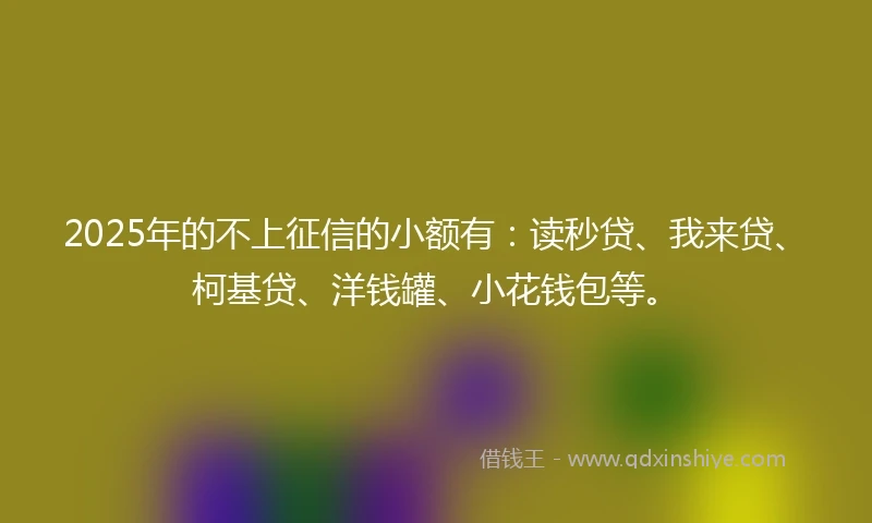 2025年的不上征信的小额有：读秒贷、我来贷、柯基贷、洋钱罐、小花钱包等。