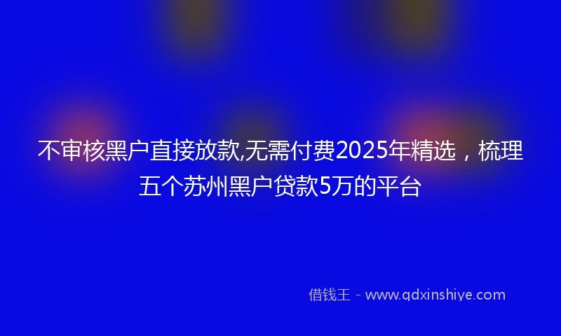 不审核黑户直接放款,无需付费2025年精选，梳理五个苏州黑户贷款5万的平台