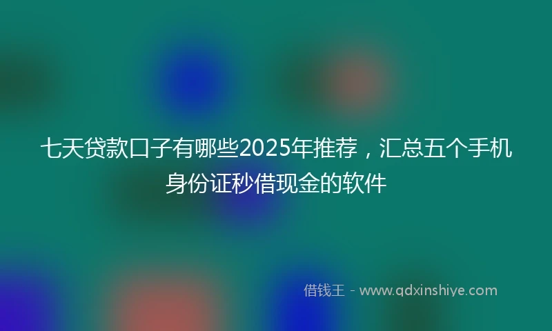 七天贷款口子有哪些2025年推荐，汇总五个手机身份证秒借现金的软件