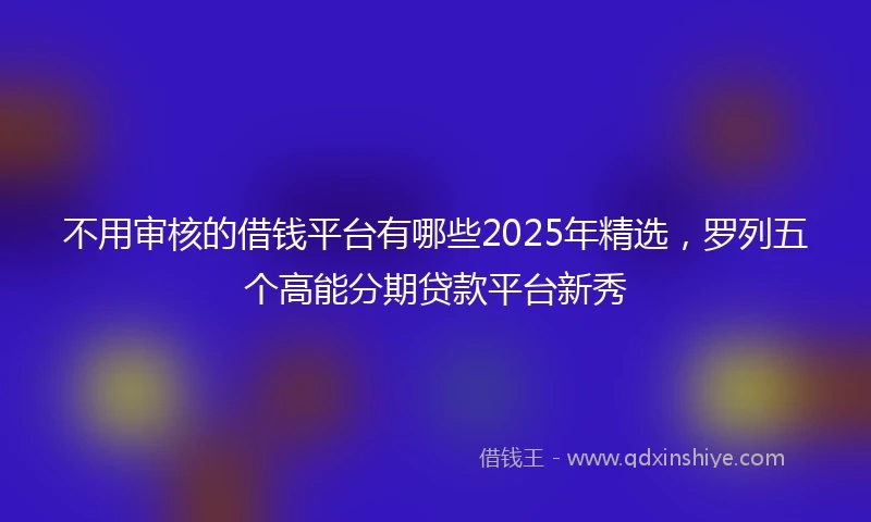 不用审核的借钱平台有哪些2025年精选，罗列五个高能分期贷款平台新秀