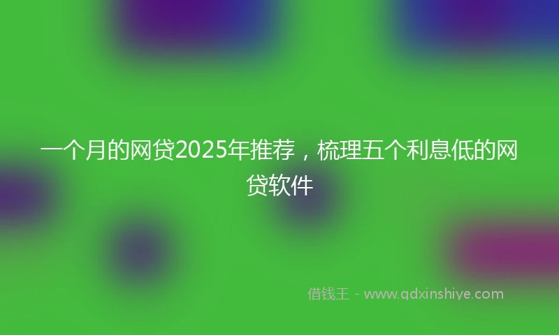 一个月的网贷2025年推荐，梳理五个利息低的网贷软件
